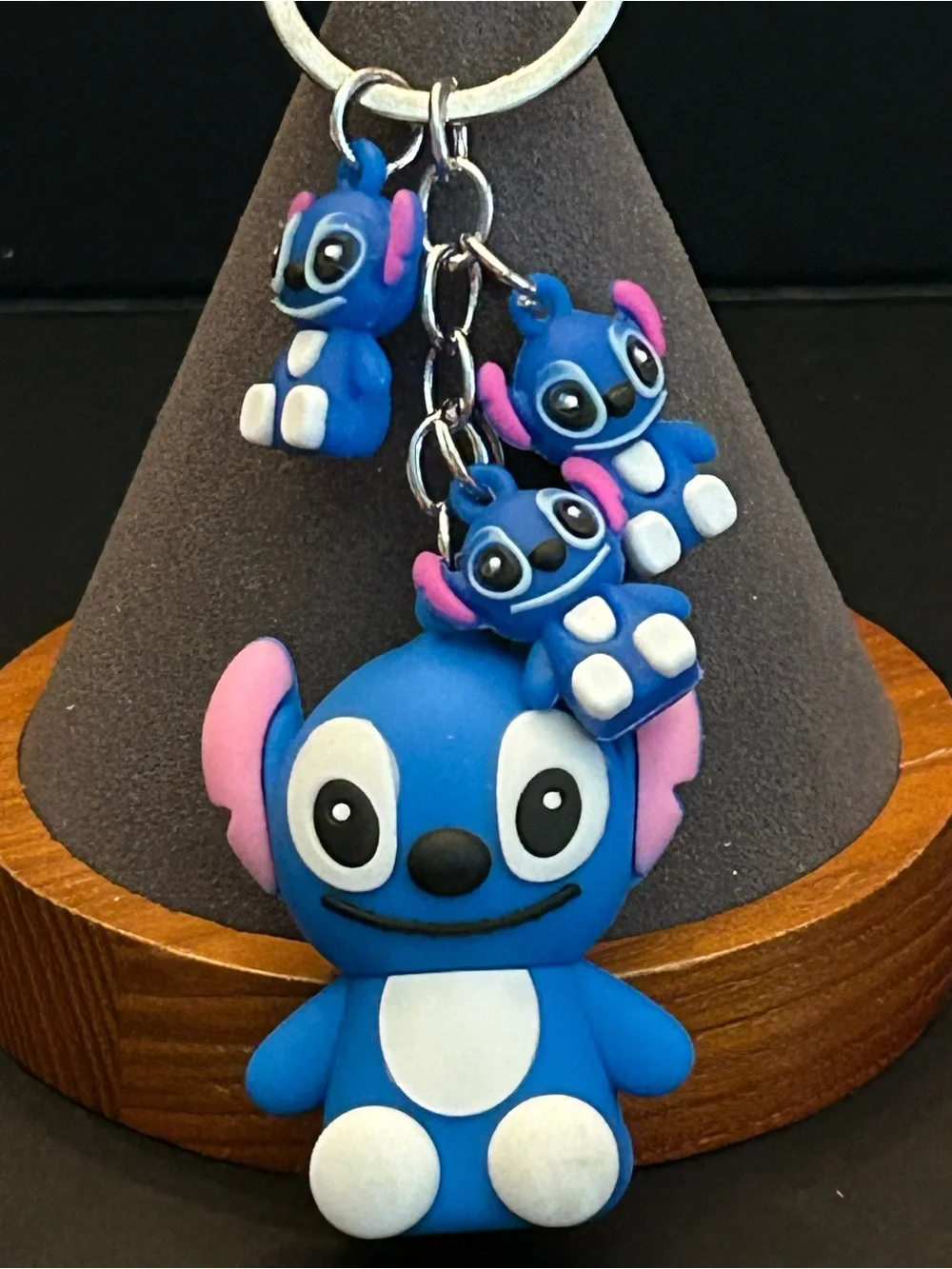 Blue Stitch 4 Characters Backpack Bag Charm Keychain with Mini Charms Brand New